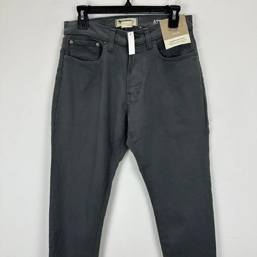 Madewell Garment Dyed Athletic Slim Jeans Thunder Cloud Gray Mens W 30 L 32 NWT